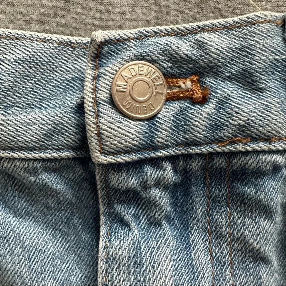 Madewell denim skirt distressed raw hem rigid denim Aline size 28 - Picture 5 of 7